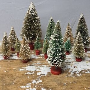 Vintage Putz Bottle Brush Trees Set Of 13